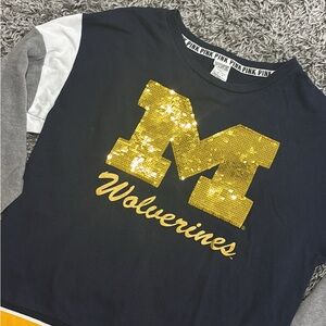 PINK Victoria's Secret University of Michigan Wolverines Sequin Tee